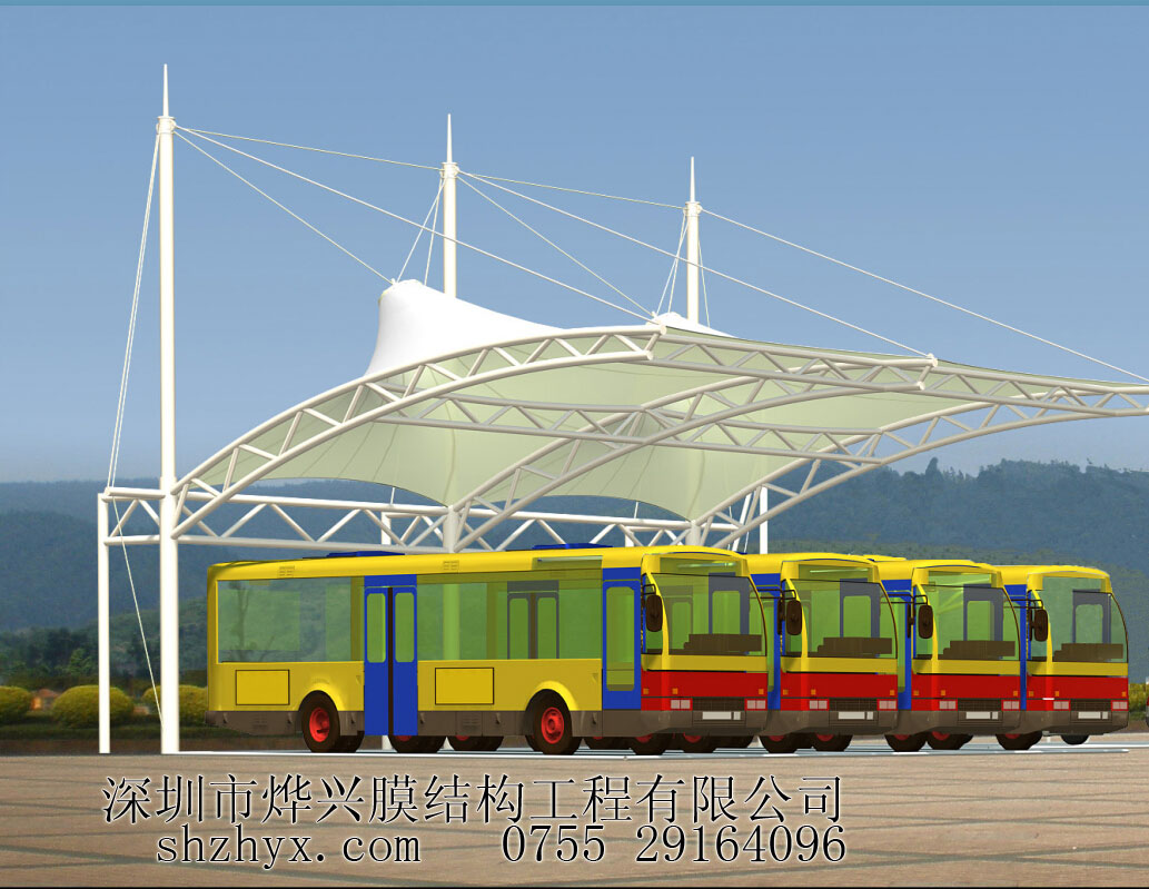 【膜結(jié)構(gòu)工廠促銷】中巴、大巴膜結(jié)構(gòu)車棚